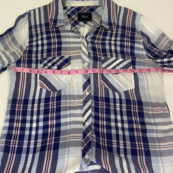 Rails Button Up Shirt Womens Size Medium Purple Blue Plaid Long Sleeve - Picture 9 of 10